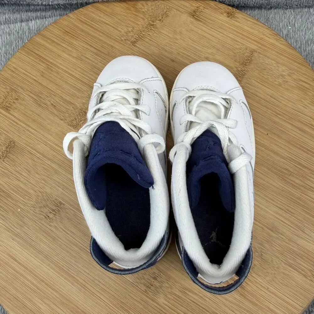 Jordan Air Jordan 6 Retro Shoes Toddler Size 9C White Navy Sneakers 384667-141